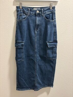 REDIAL PREMIUM DENIM COLLECTION Denim Cargo Pencil Skirt in Deep Blue, EUR 34